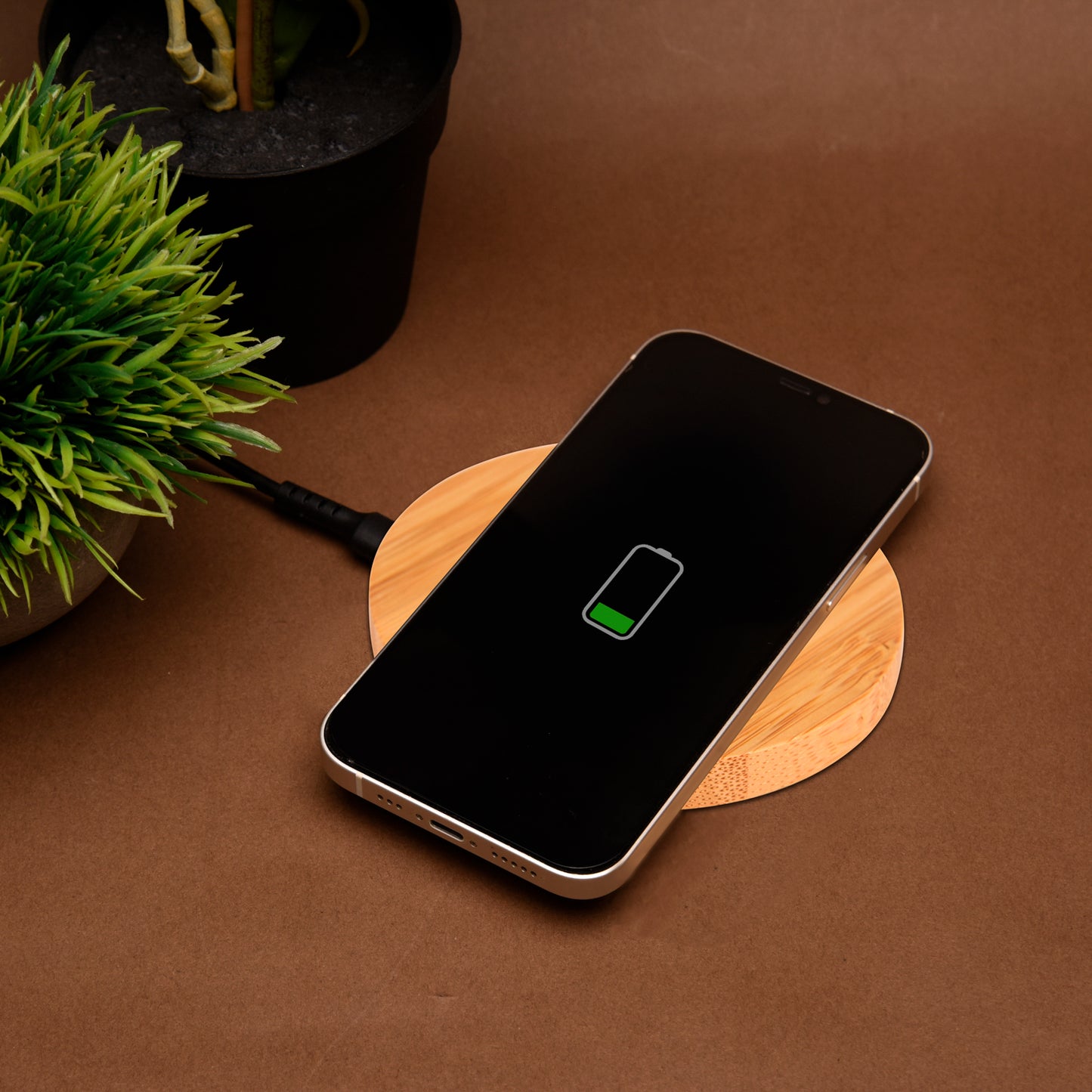 Bamboo wireless charging pad - Round